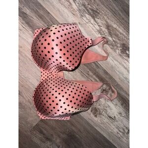 Soma Vanishing BackFull Coverage Bra Pink Black Polka Dot Underwire 36DDD 101501
